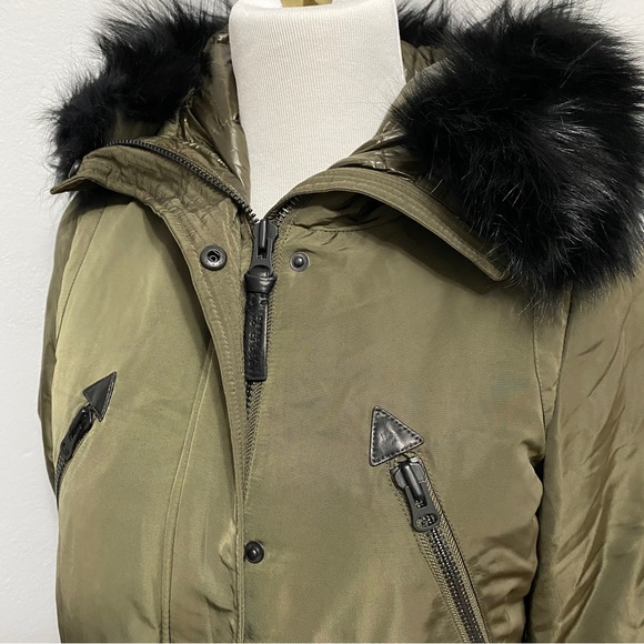 10 Crosby Derek Lam Green Loden Puffer Hood Faux Fur Parka - Picture 8 of 10
